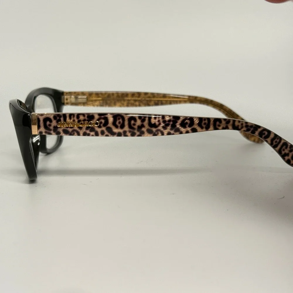 Jimmy Choo JC‎ 82 8T4 140 Black Leopard Print Eyeglass Frames Hand Made Acetate